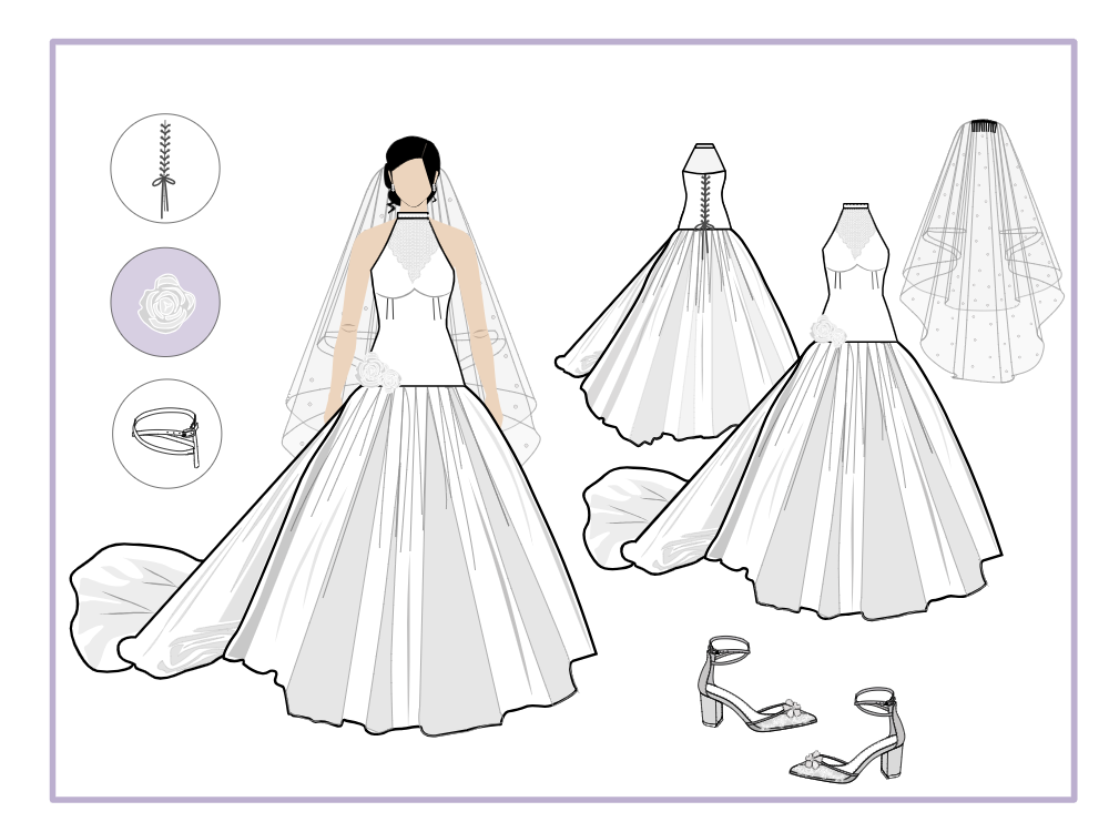 High Neck Bridal Dress Moodboard