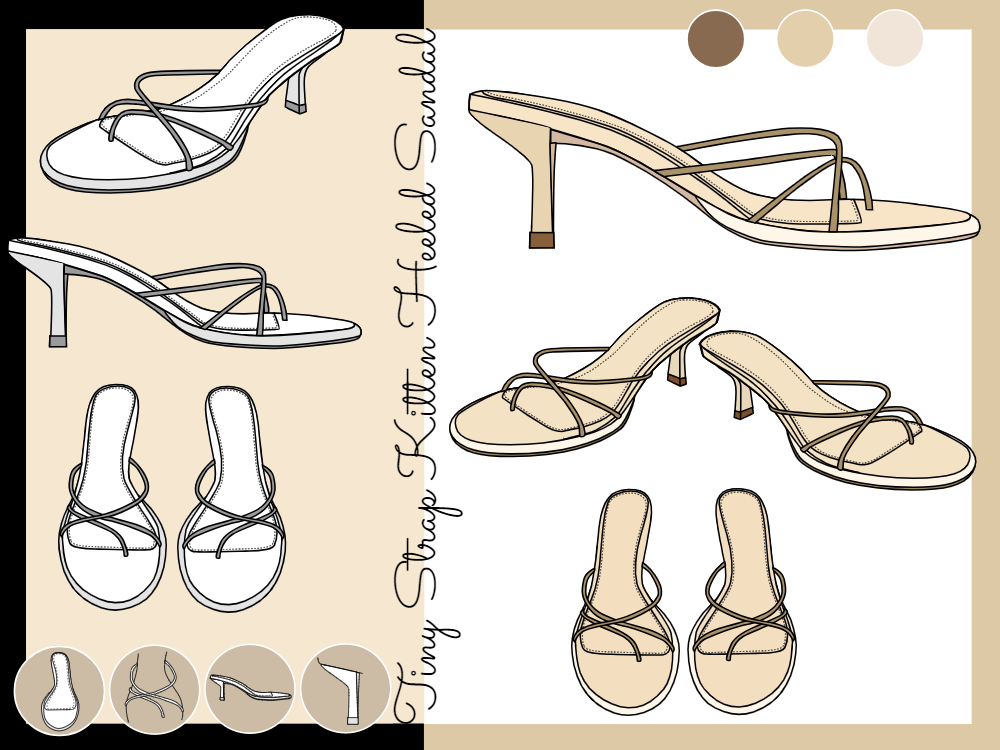 Strappy Kitten Heel Sketch Moodboard