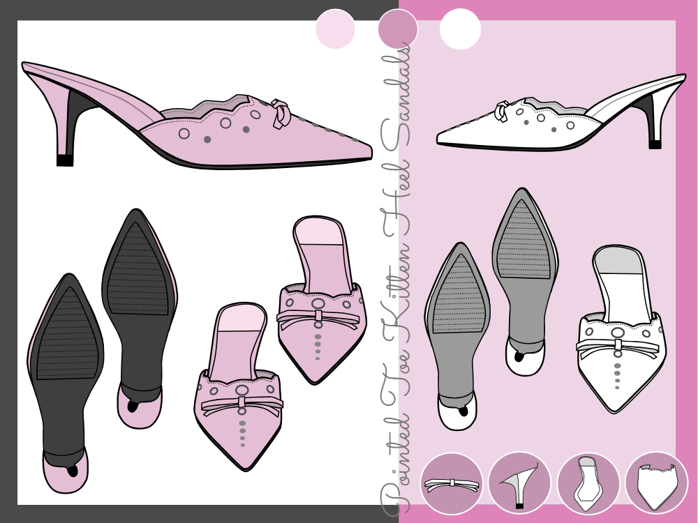 Mule Kitten Heel Sandal Sketch Moodboard