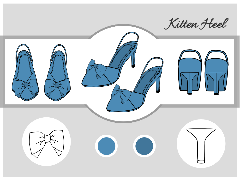 Kitten Heel with Back sling Sketch Moodboard