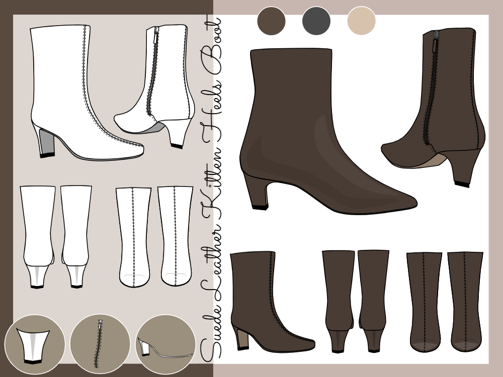 Kitten Heel Boot Sketch Moodboard