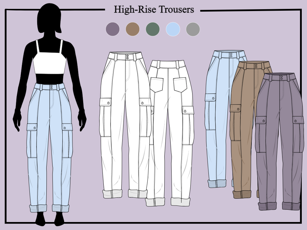 Top 10 High-waist Trouser Sketches and Templates