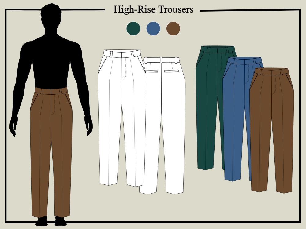 Top 10 High-waist Trouser Sketches and Templates