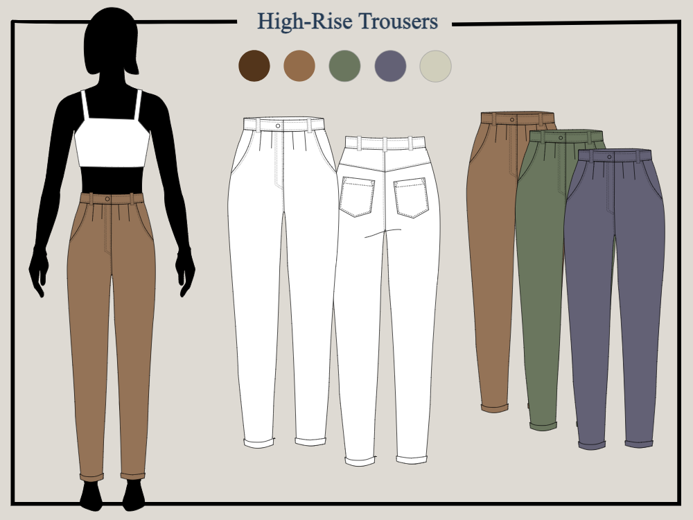 Top 10 High-waist Trouser Sketches and Templates