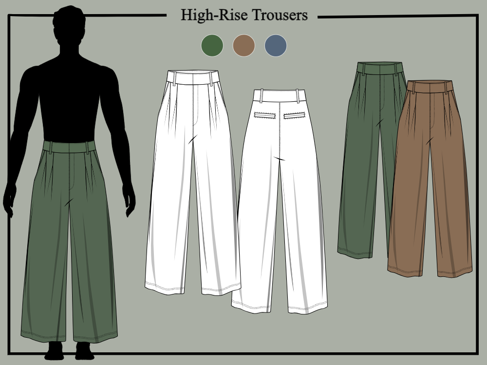 Top 10 High-waist Trouser Sketches and Templates