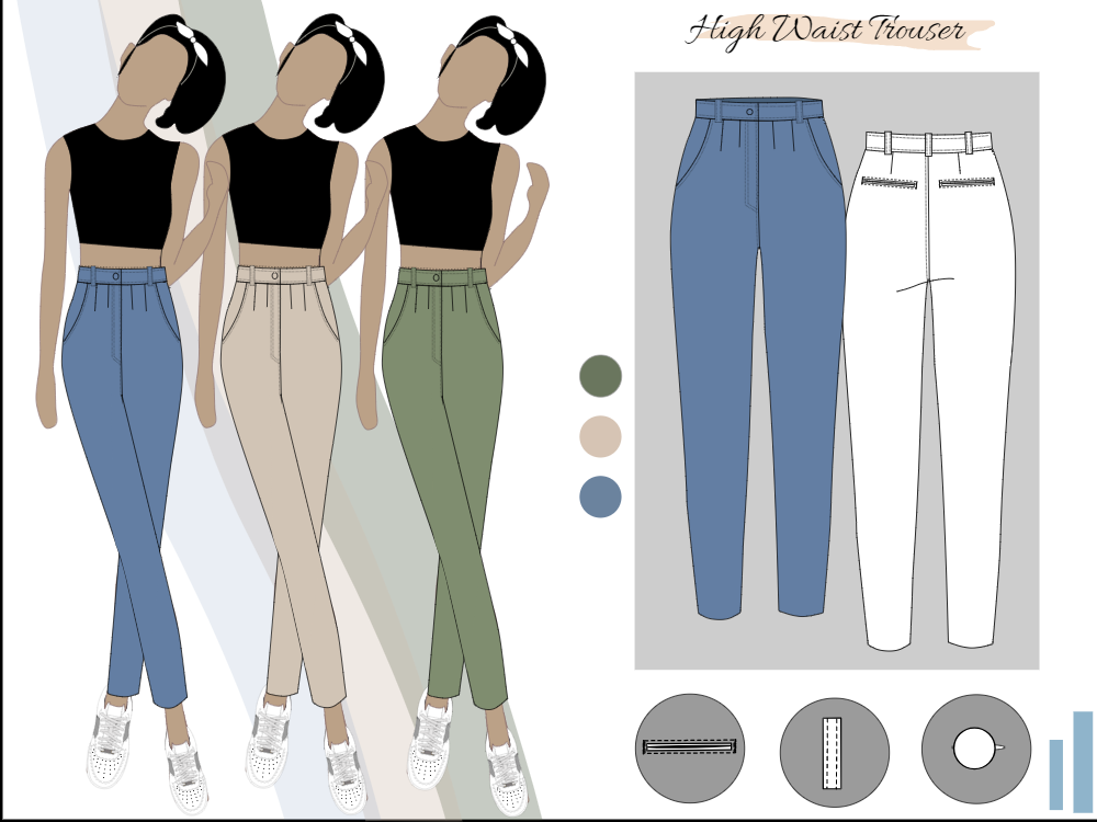 High Waist Trousers Illustration Moodboard