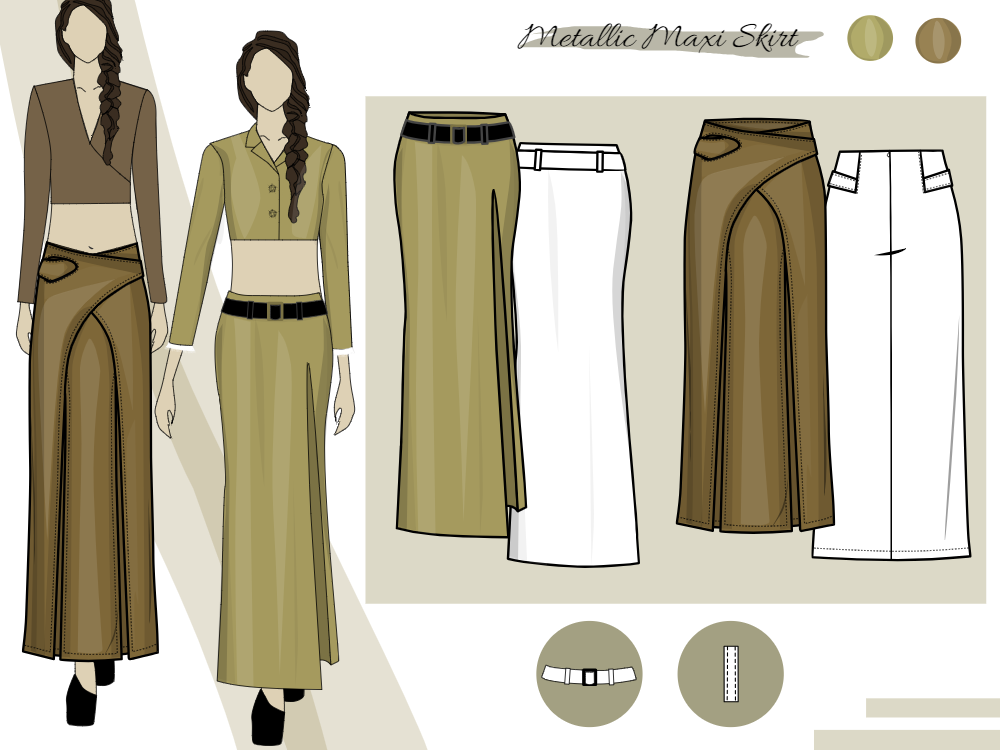 Maxi Skirt Illustration Moodboard