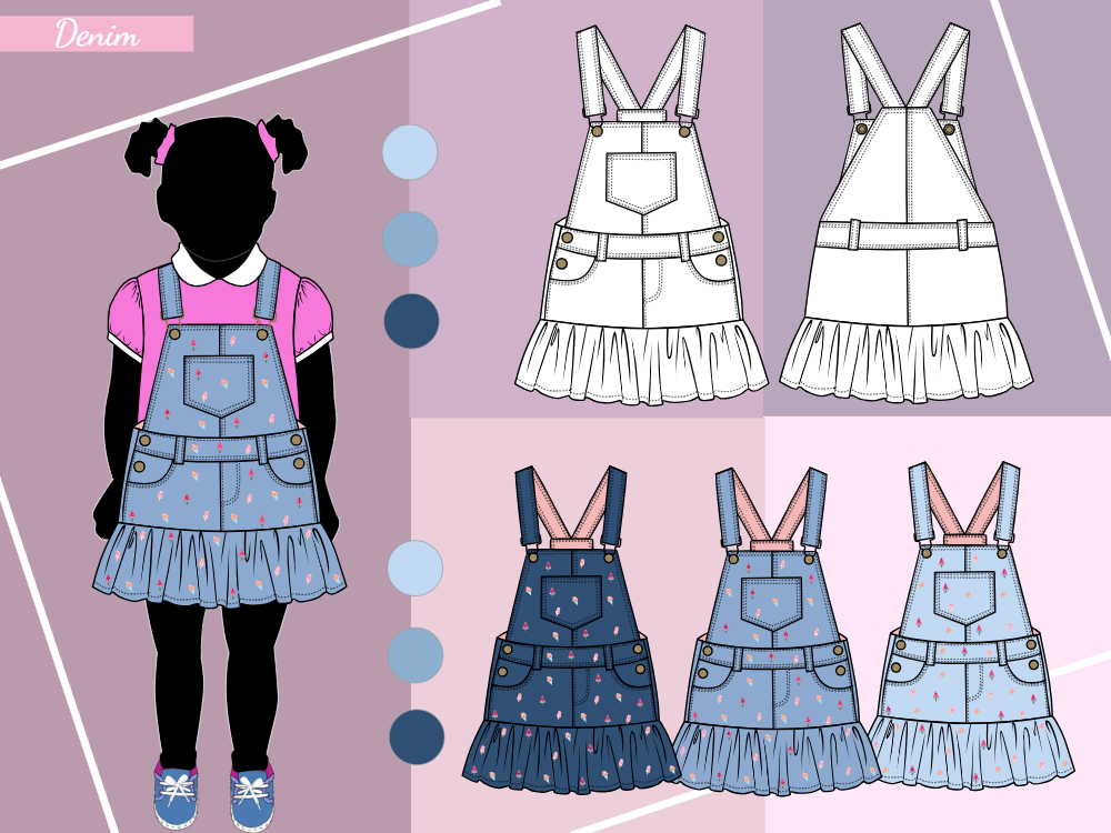 10 Types of Kidswear Sketches & Illustrations