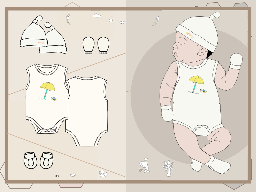 10 Types of Kidswear Sketches & Illustrations