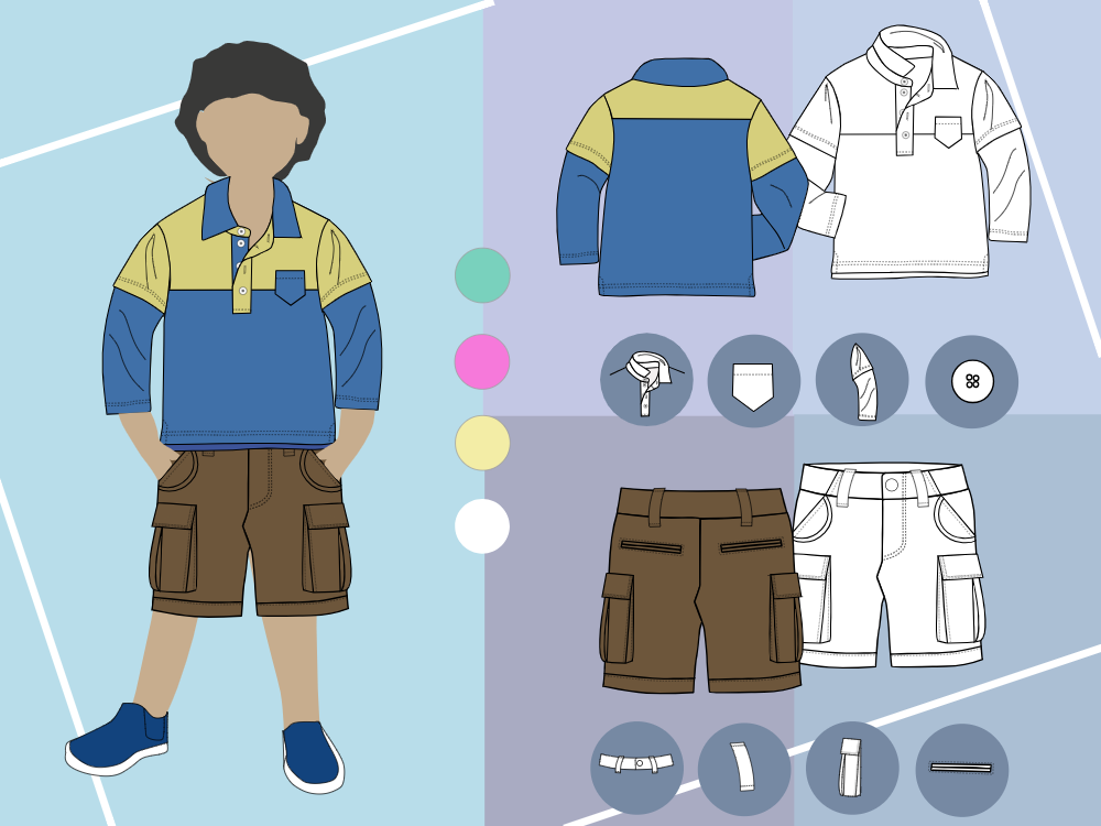 10 Types of Kidswear Sketches & Illustrations